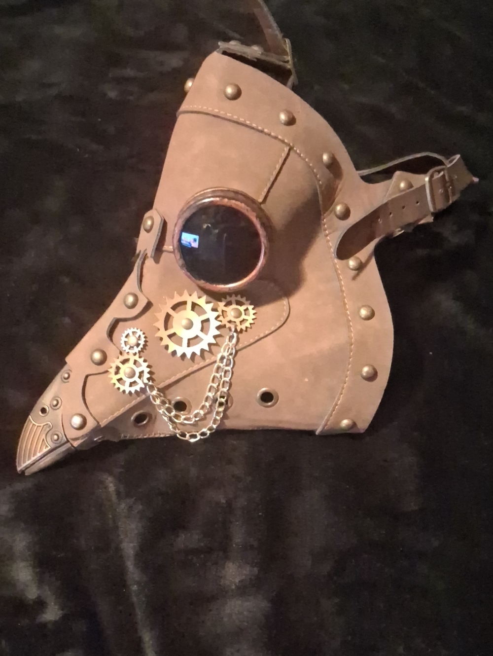 Steampunk Plague Doctor Mask - Brown Leather Accent